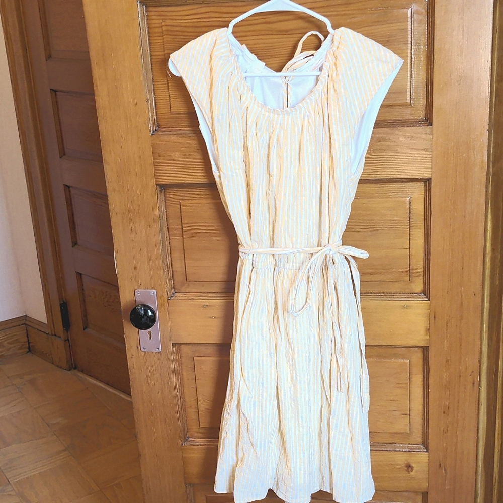 Yellow striped Knee-length cotton dress Lauren Conrad